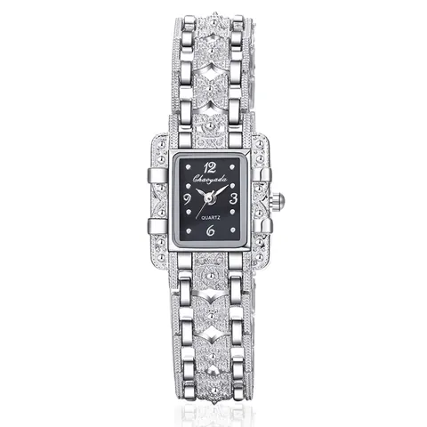 Orologio da Donna in Lega a Bracciale con Quadrante Quadrato Orologio al Quarzo con Strass Stile Coreano Elegante Gioielleria