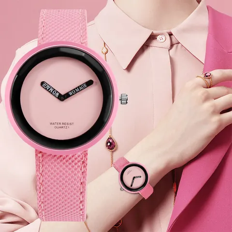 Orologio WOMAGE alla Moda con Quadrante Grande Stile Coreano Minimalista Quarzo Cinturino in Similpelle per Uomo Donna