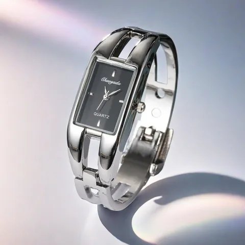 Vintage Women Bangle Watch Elegant Hollow Alloy Bracelet Quartz Watch Rectangular Dial Fashion Casual Jewelry Wristwatch