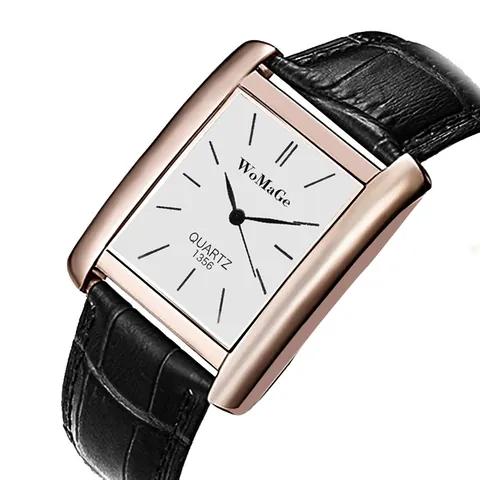 Orologio al Quarzo Quadrato Womage da Uomo Cinturino in Ecopelle Coccodrillo Orologio Analogico Regalo d'Affari