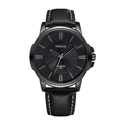 YAZOLE Orologio al Quarzo da Uomo Business Fashion Grande Quadrante Minimalista Luminoso Cassa in Lega Cinturino in Pelle Orologio da Polso Uomo Regalo