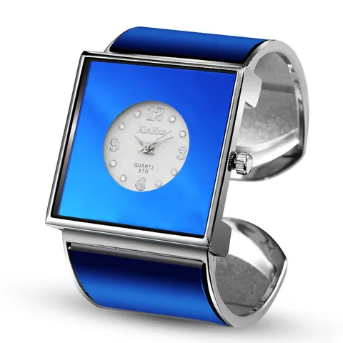 Orologio a Bracciale Quadrato da Donna Movimento al Quarzo Dettagli in Strass Bracciale in Lega Design Aperto per Uso Quotidiano