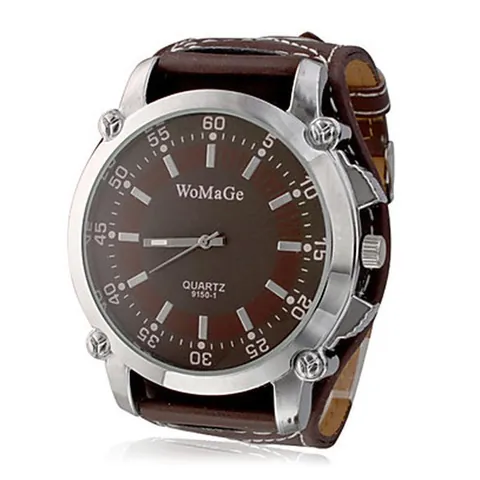 WoMaGe Orologio da Uomo Moda Sport Al Quarzo Cassa in Lega Cinturino in Similpelle Quadrante Rotondo Analogico Orologio da Polso Per Esterno Affari Regalo