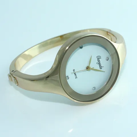 Orologio da Polso da Donna al Quarzo con Bracciale Rigido Elegante in Lega con Strass Orologio di Lusso Gioiello Casual