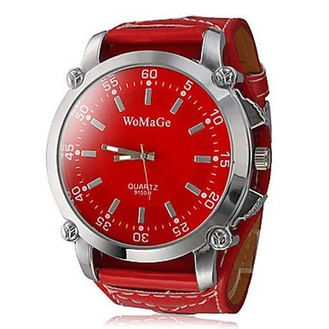 WoMaGe Orologio da Uomo Moda Sport Al Quarzo Cassa in Lega Cinturino in Similpelle Quadrante Rotondo Analogico Orologio da Polso Per Esterno Affari Regalo