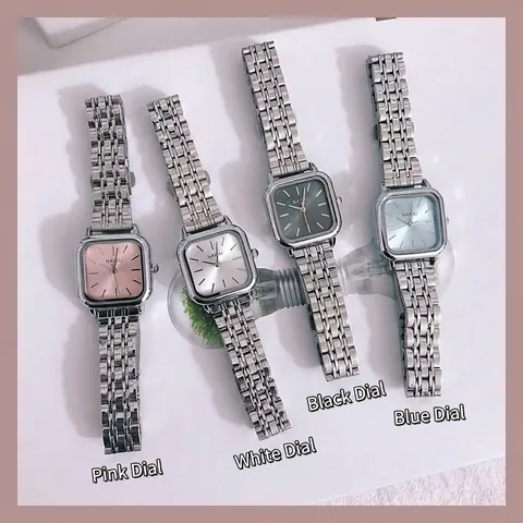 Montre à Quartz Carrée Minimaliste pour Femme Bracelet en Acier Inoxydable Élégant Style Coréen Montre-Bracelet Analogique