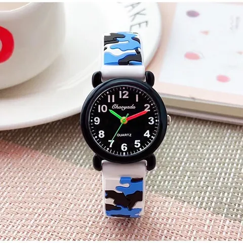 Chaoyada Kids Quartz Watch Camouflage Silicone Strap Waterproof Student Watch For Boys Girls Children Cartoon Jelly Wristwatch