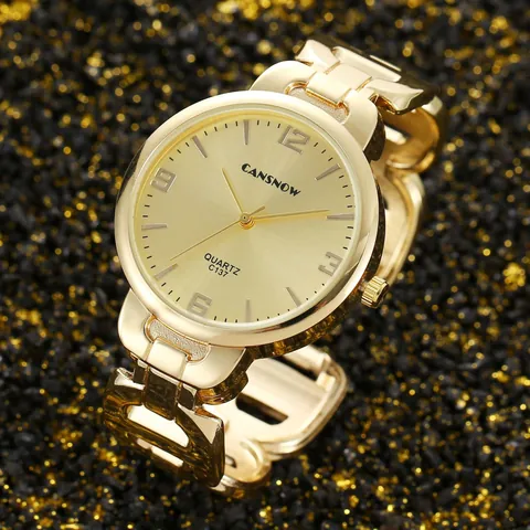 Orologio Donna Moda Quarzo a Bracciale Lusso Quadrante Rotondo Lega Metallo Cinturino Orologio da Polso Per Donne Festa Accessorio Quotidiano