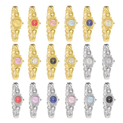 Chaoyada Elegant Women Quartz Watch Crossover Hollow Alloy Strap Round Dial Flower Relief Wristwatch For Ladies Gift Jewelry