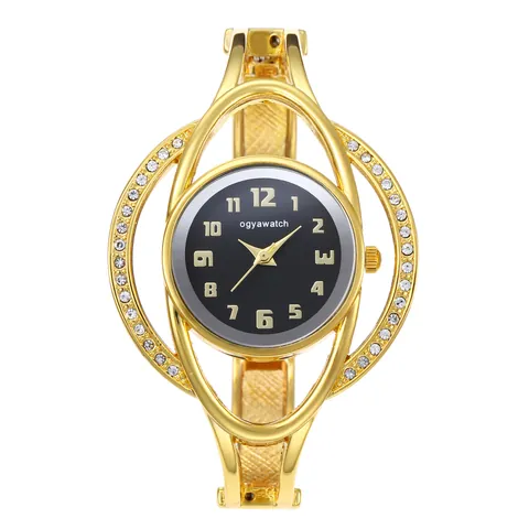 Orologio da Polso Donna alla Moda Orologio a Bangle Lusso in Lega con Strass Intarsiato Bracciale Cavo Quarzo Analogico Design di Nicchia