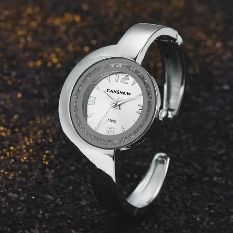 Orologio a Bracciale da Donna alla Moda CANSNOW Quadrante a Mezzaluna con Sabbia Mobile Orologio al Quarzo in Lega con Strass Regalo