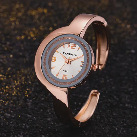 Orologio a Bracciale da Donna alla Moda CANSNOW Quadrante a Mezzaluna con Sabbia Mobile Orologio al Quarzo in Lega con Strass Regalo