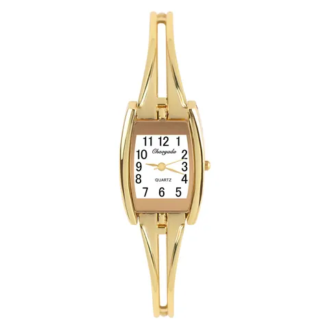 Vintage Women's Bangle Bracelet Watch Gold Silver Plated Alloy Tonneau Case Small Quartz Wristwatch Fashion Jewelry Gift
