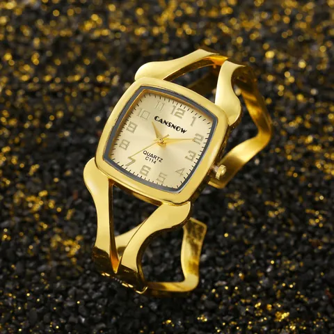 Damen Mode Verdrehtes Armband Armreif-Uhr Quadratisches Kleines Zifferblatt Quarz Armbanduhr Elegante Legierung Metall Schmuck Uhr für Frauen