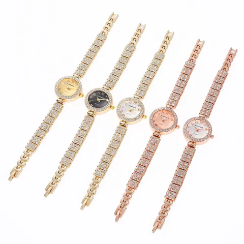 Lussuoso Orologio al Quarzo con Strass da Donna Oro Oro Rosa Moda Orologio da Polso in Lega Analogico per Donna Gioielli Regalo
