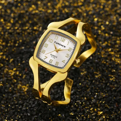 Damen Mode Verdrehtes Armband Armreif-Uhr Quadratisches Kleines Zifferblatt Quarz Armbanduhr Elegante Legierung Metall Schmuck Uhr für Frauen