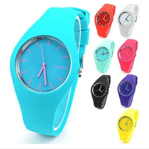 Minimalist Ultra Thin Silicone Quartz Watch Integrated One Piece Strap Wristwatch For Students Kids Candy Color Geneva Style Fashion Jewelry Casual Watch