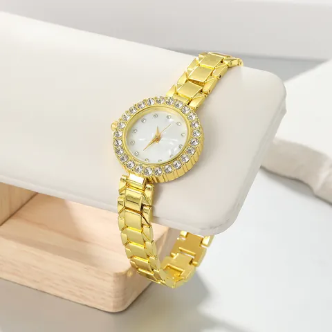Fashion Women Rhinestone Quartz Watch Zinc Alloy Bracelet Wristwatch Elegant Small Dial Analog Clock For Party Dress Daily