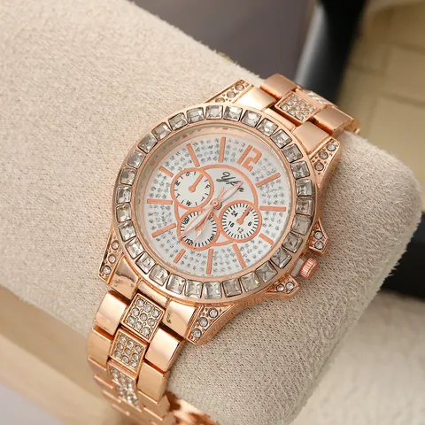 Luxury Women Fashion Rhinestone Watch Full Starry Sky Quartz Wristwatch Alloy Steel Band Large Dial Jewelry Gift Watch