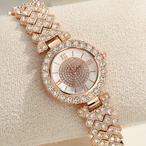 Fashion Women Full Diamond Butterfly Dial Quartz Watch Bling Rhinestone Small Dial Elegant Zinc Alloy Wristwatch Lady Gift