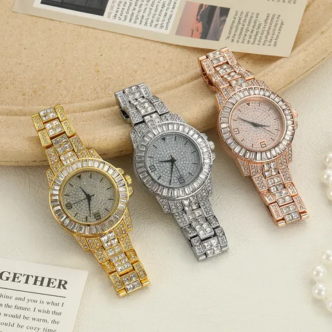 Women's Fashion Full Rhinestone Quartz Watch Luxury Starry Night Big Dial Alloy Steel Strap Wristwatch For Daily Party Jewelry