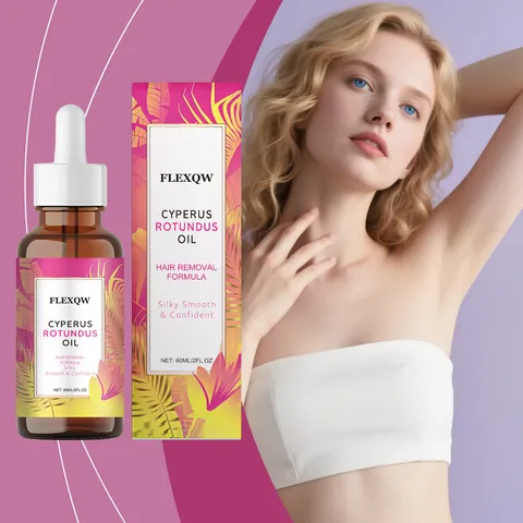 FLEXQW Huile Essentielle de Cyperus Rotundus Pour le Soin de la Peau Après l'Épilation Huile Corporelle Apaisante Flacon en Verre Pour Femmes