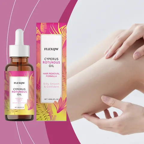 FLEXQW Huile Essentielle de Cyperus Rotundus Pour le Soin de la Peau Après l'Épilation Huile Corporelle Apaisante Flacon en Verre Pour Femmes