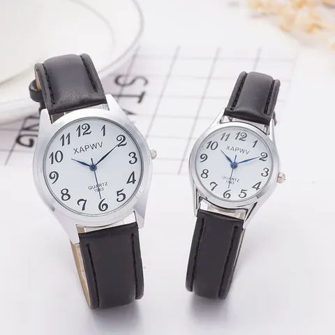 Ρολόι Quartz XAPWV Με Δερμάτινο Λουράκι Και Μεγάλους Αριθμούς Κάσα Από Κράμα Casual Μόδα Γυναικεία Ανδρικά Ρολόι Χειρός