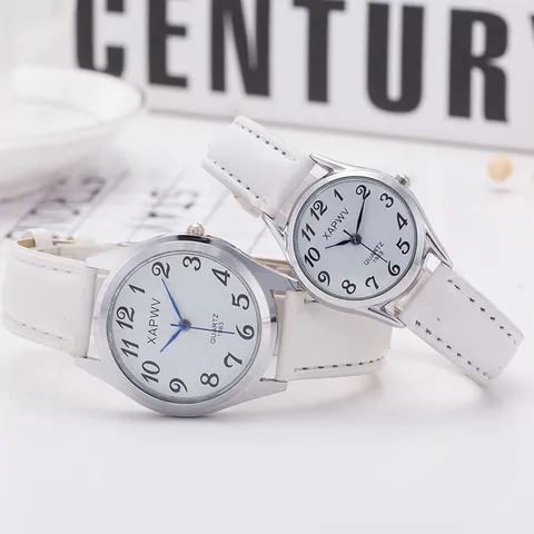 Ρολόι Quartz XAPWV Με Δερμάτινο Λουράκι Και Μεγάλους Αριθμούς Κάσα Από Κράμα Casual Μόδα Γυναικεία Ανδρικά Ρολόι Χειρός