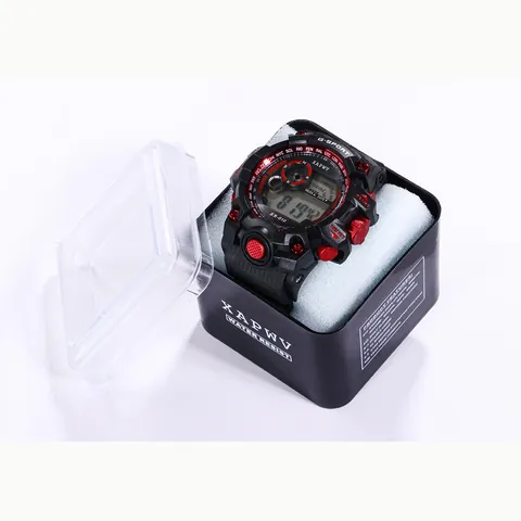 Boîte de Montre Carrée XAPWV Base en Plastique Noir Couvercle Transparent Étui d'Exposition Cadeau avec Coussin en Éponge
