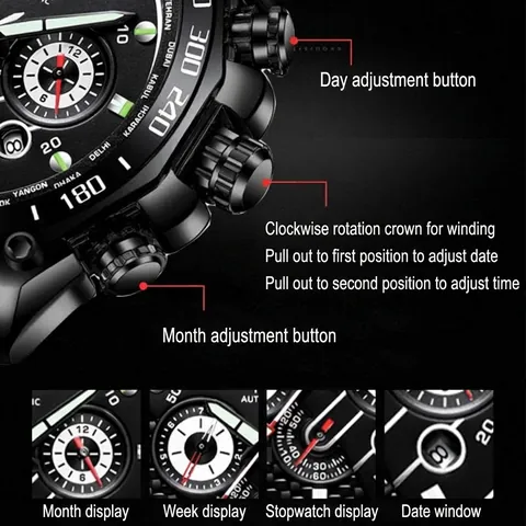 KIMSDUN Herren Automatische Mechanische Uhr Mode Sport Wasserdicht Leuchtend Multifunktion Edelstahl Luxus Armbanduhr
