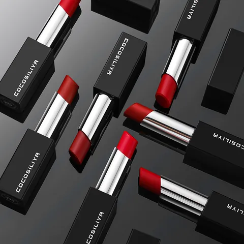 COCOSILIYA Matte Moisturizing Lipstick Long Lasting Waterproof Non-Stick Cup Velvet Lip Tint Power Tomato Red Makeup For Women