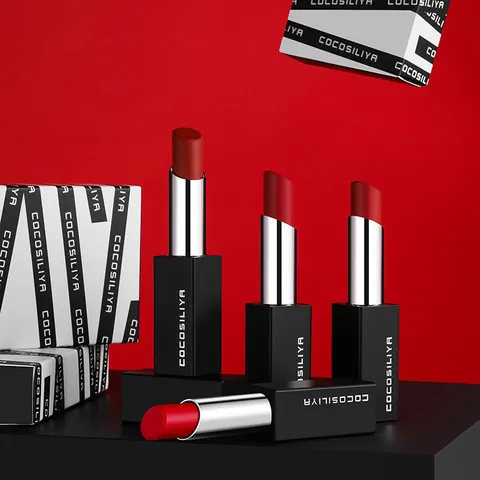 COCOSILIYA Matte Moisturizing Lipstick Long Lasting Waterproof Non-Stick Cup Velvet Lip Tint Power Tomato Red Makeup For Women