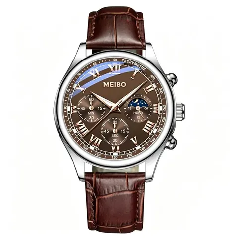 Geneva Fashion Men Quartz Watch Business Casual Luminous Wristwatch Alloy Case Mesh Leather Strap Roman Numerals Design