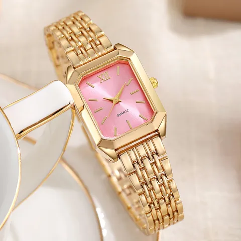 Damen Quadratische Quarzuhr Leichter Luxus Edelstahlband Minimalistische Mode Damen Armbanduhr Lässige Elegante Dress Watch