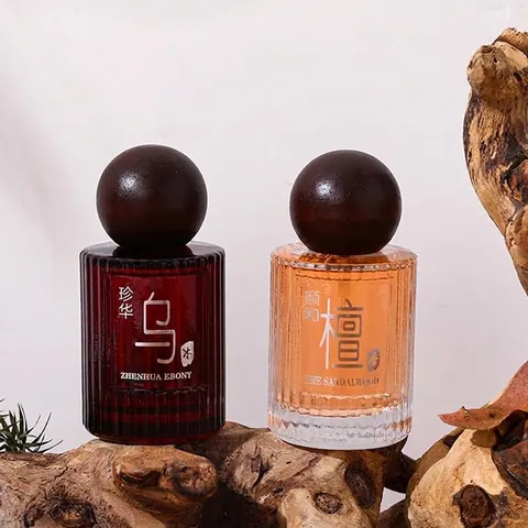 Profumo Legnoso Unisex Ebano Sandalo Fragranza a Lunga Durata 50ml Bottiglia di Vetro Con Tappo in Legno Uomo Donna