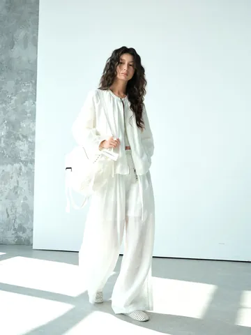 Women High Waisted Wide Leg Pants Elastic Waist Loose Straight Rayon Cotton Trousers Casual Drape Full Length Pants