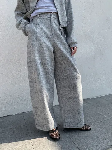 Women Fashion Casual Sickle Sweatpants High Waist Wide Leg Heathered Cotton Blend Leisure Pants For Spring Autumn