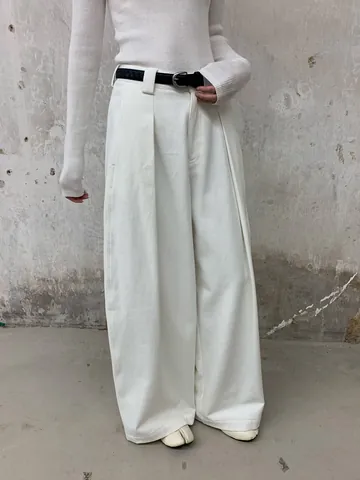 Femmes Automne Hiver Brossé Jambe Large Jeans Avec Ceinture Taille Haute Ample Mélange Coton Lyocell Denim Pantalon Long Style Coréen