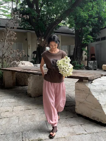 Women Lyocell Tencel Lantern Wide Leg Pants Casual High Waist Solid Color Thin Breathable Splicing Loose Long Bottoms