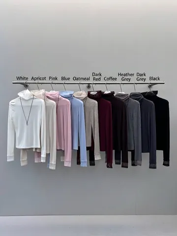 Mujer Elegante Tencel Lana Cuello Alto Capa Base Top Manga Larga Viajero Ajuste Estrecho Camiseta con Decoración de Collar Estilo Urbano Chic Ropa