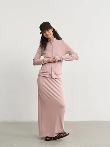 Women Modal Cotton Knit Straight Long Skirt Casual High Waist Elastic Jersey Maxi Skirt Soft Comfortable Autumn Leisure Bottom