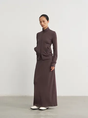 Women Modal Cotton Knit Straight Long Skirt Casual High Waist Elastic Jersey Maxi Skirt Soft Comfortable Autumn Leisure Bottom