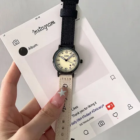 GEDI Fashion Quartz Watch for Women Men Couple Luxury Waterproof Analog Date Nylon Fabric Strap Casual Wristwatch Student Gift
