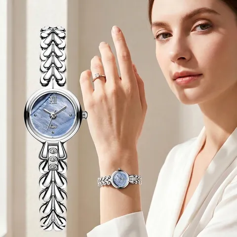 Gedi Women Quartz Watch Mother Of Pearl Dial Heart Metal Chain Strap Gold Silver Plated Waterproof Elegant Office Wristwatch
