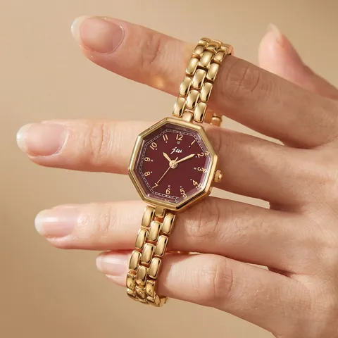 Elegant Women Octagonal Quartz Watch Minimalist Metal Strap Luxury Small Dial Casual Analog Wristwatch For Girls Gift
