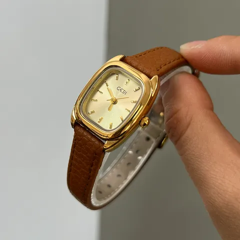 Orologio al Quarzo GEDI da Donna Vintage Quadrato Minimalista Cassa in Lega di Zinco Cinturino in Ecopelle Impermeabile 3ATM