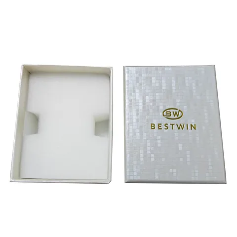 Boîte Cadeau Carrée Blanche pour Montre avec Doublure en Éponge Étui de Rangement pour Bijoux en Carton Texturé pour Hommes
