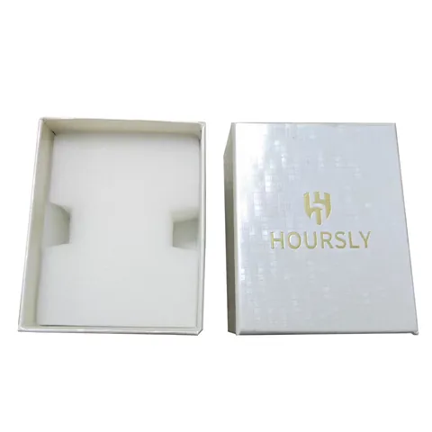 Boîte Cadeau Carrée Blanche pour Montre avec Doublure en Éponge Étui de Rangement pour Bijoux en Carton Texturé pour Hommes