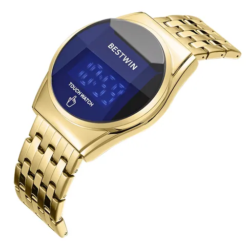 Montre Électronique à Écran Tactile LED pour Hommes Imperméable Bracelet en Acier Inoxydable Montre Numérique Décontractée Sport pour Hommes